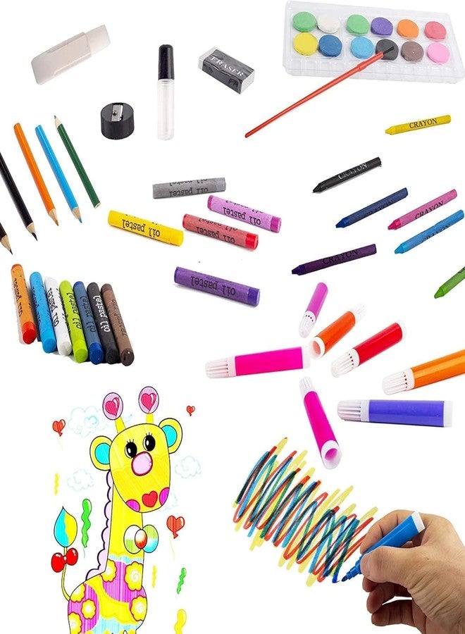SEMNOX CREATION 150 Pieces Art Set Childrens/Kids Colouring Drawing Painting Arts & Crafts Case Water Color Pen Colored Pencils Crayon Oil Pastel Paint Brush Drawing Tool Art School Stationery Set - Image 5